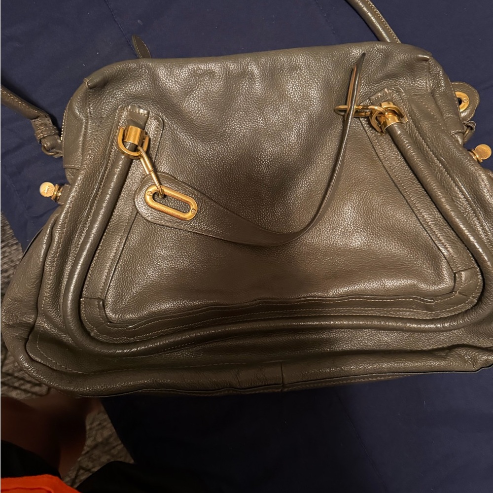 Chloe Black Leather Satchel with Gold Hardware